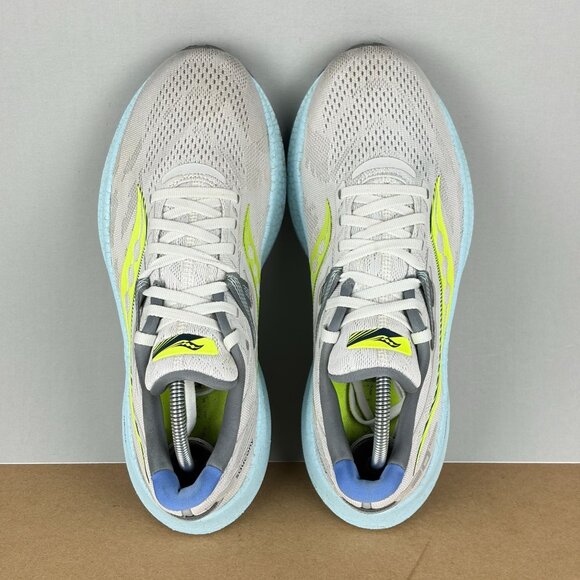 Saucony Triumph 20 Athletic Running Shoes Womens 8.5 Gray Blue Yellow Low Top - Picture 9 of 10